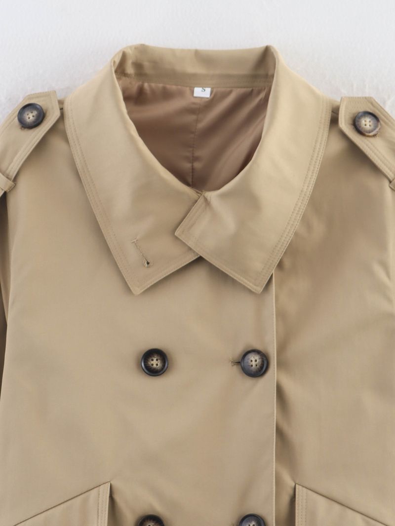 Giacca antivento corta a maniche lunghe, ampia e versatile, con doppio petto, dal design retrò con revers, da donna_voghion.com