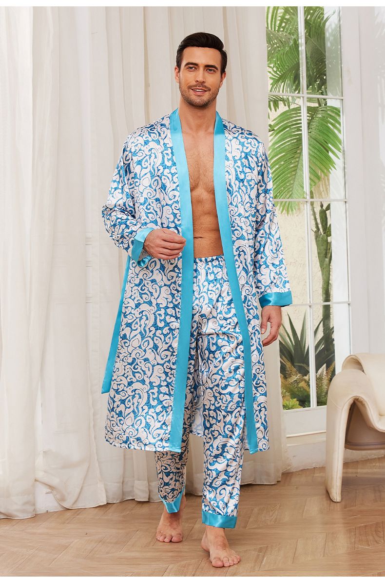New Loungewear Men's Autumn Thin Long Sleeve Pajamas Bathrobes_voghion.com