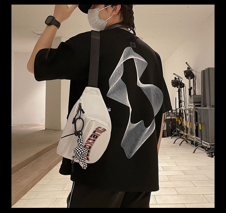 Nuovo marsupio da uomo versione coreana borsa a tracolla casual in nylon a tracolla borsa per il petto sportiva all'aria aperta di grande capacità_voghion.com