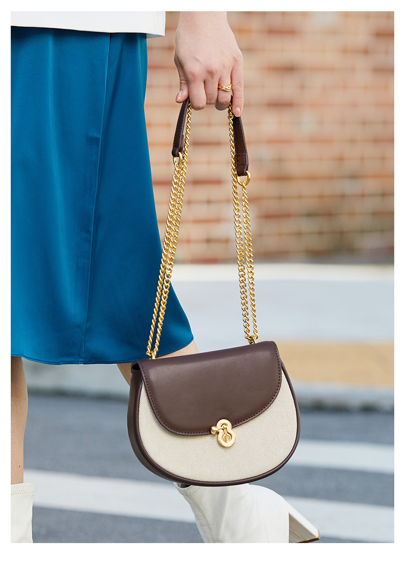 Nuova borsa da donna in vera pelle Borsa da donna versatile storta Design di nicchia Borsa a tracolla monospalla da donna Borsa da sella da donna a catena_voghion.com