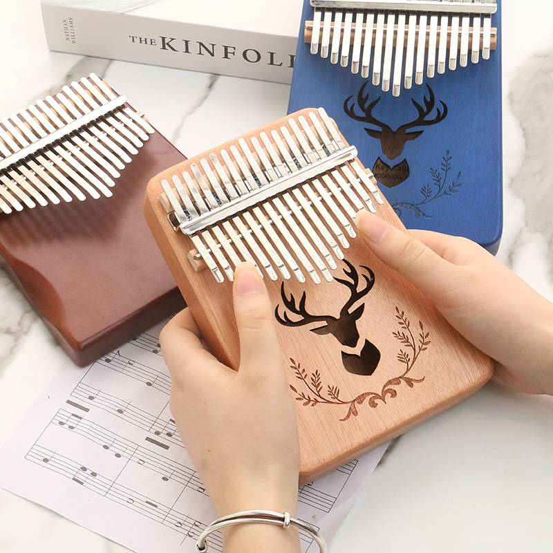 Piano à pouce Kalimba 17 touches, corps Mbira en bois de haute qualité, Instruments musicaux avec livre d'apprentissage, Piano Kalimba, cadeau de noël_voghion.com