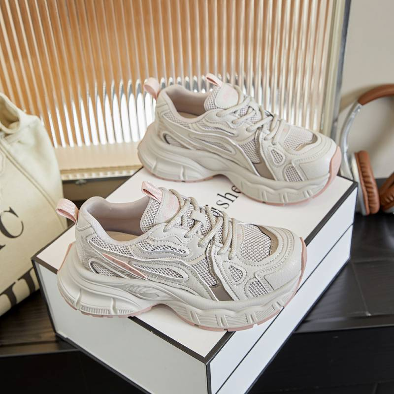 Mingliu Sugefilmsåle pappasko kvinner 2025 vår nye høydeøkende sportssko kvinner tykksåle løpesko avslappet allsidig damesko_voghion.com