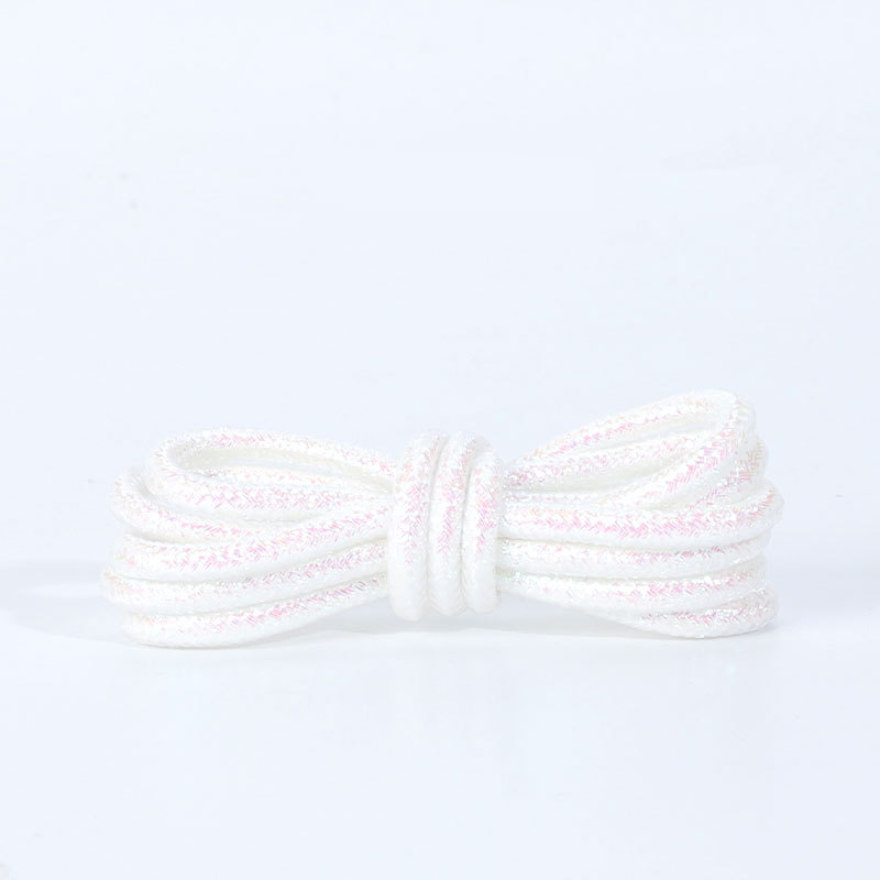 Accessori per scarpe lacci rotondi dorati, scarpe bianche personalizzate da uomo e da donna in oro rosa lucido, scarpe sportive_voghion.com