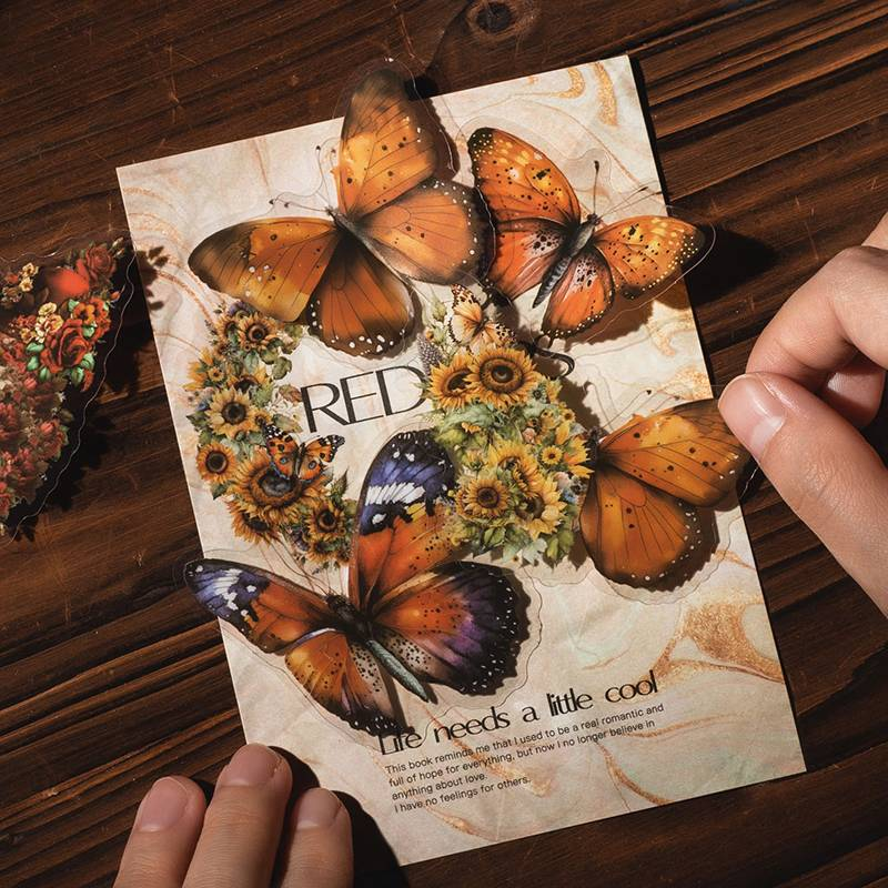 20 Pieces/pack Retro Butterfly Sticker Set, Decorative Butterfly Manual Stickers Cute, Magical, Beautiful Stickers_voghion.com