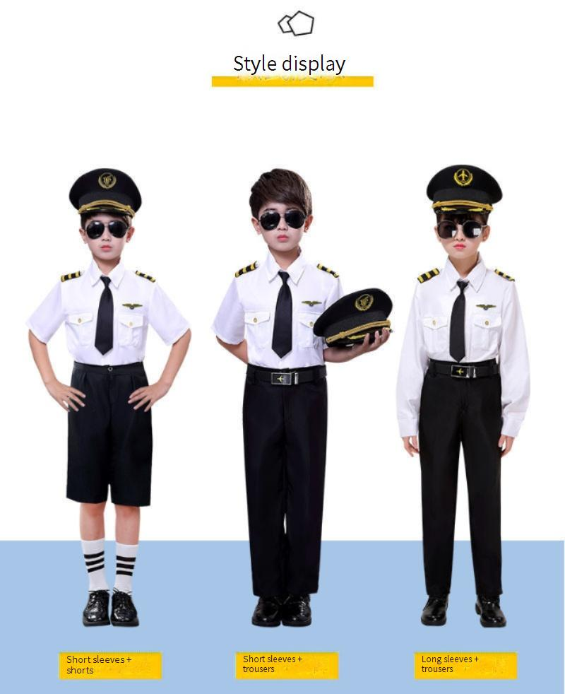 Mother & Kids Children's Captain Stewardess Uniform Primary School Student Vest Flight Attendant Pilot_voghion.com