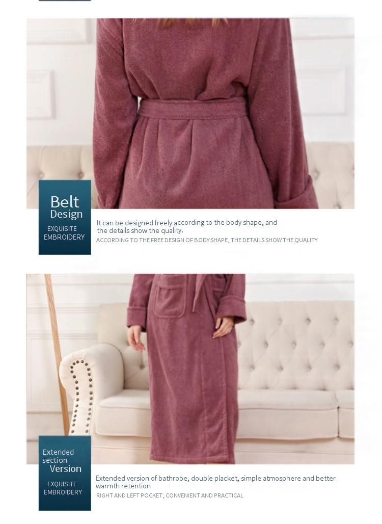 Roupão de banho de algodão puro, toalha de material outono e inverno, roupão de casal grosso, pijama de hotel cinco estrelas, robe alongado_voghion.com