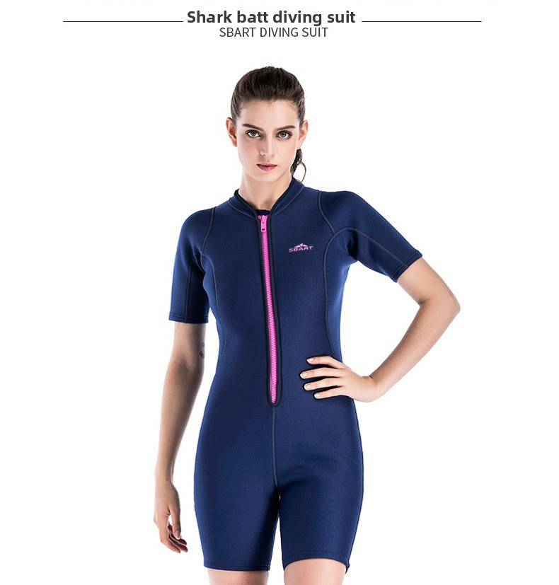Shark Bart Wasserdicht, Kurzarm, Sonnenschutz, 2MM Einteiliger Badeanzug Für Männer Und Frauen, Schnorcheln, Thermaltauchen_voghion.com