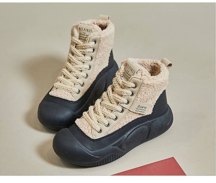 Neue Damenschuhe im koreanischen Stil mit dicken Sohlen und zusätzlichem Fleece für den Winter_voghion.com