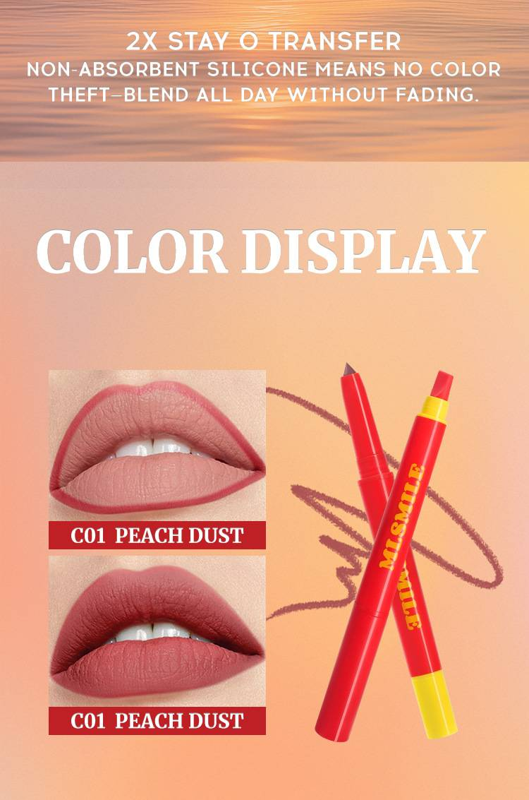 MLSMILE Dual-ended Silicone Lip Liner: Waterproof, Non-staining, Smooth Lip Liner & Lipstick Pen_voghion.com