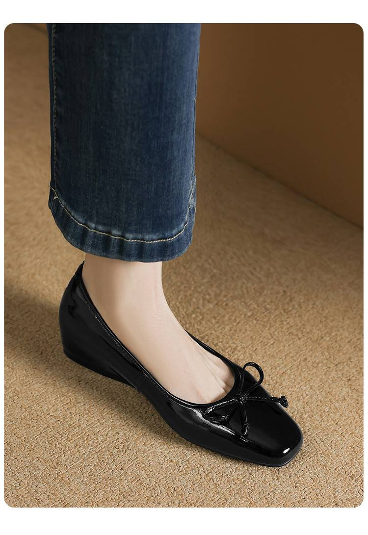 Cameido Women'S Casual Shoes With 1Cm Square Round Head Cowhide Leather And Drip Molding Sole_voghion.com