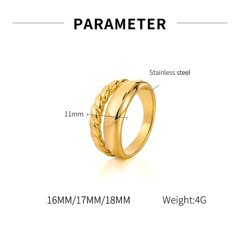Women's Jewelry Geometric Double Layer Stainless Steel Ring - Elegant And Unique Design For Everyday Wear, Sizes 6-8 Double Layer Titanium Steel Ring_voghion.com