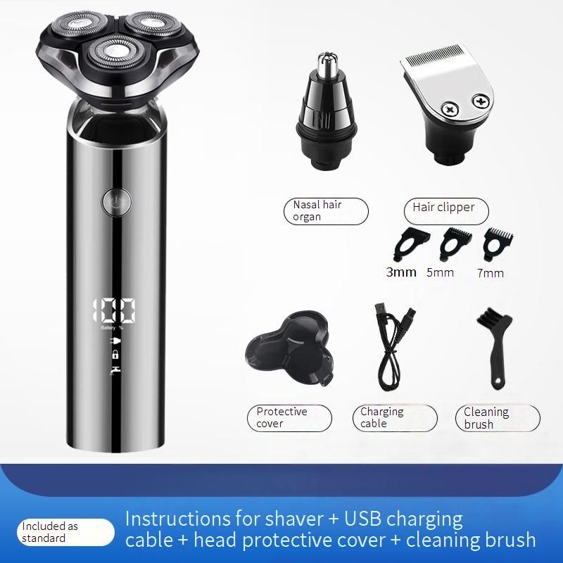 Multi-Grooming Electric Shaver For Men – 3D Floating Heads, 80-Min Runtime, USB Charging, Waterproof & All-in-One Kit (LED Display)_voghion.com