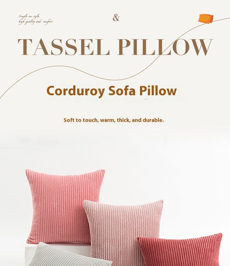 Hemore fluwelen corduroy kussenslopen met pluizige PP katoenen vulling - effen gekleurde sierkussens voor bank, bed en kinderkamer (45x45cm / 50x50cm)_voghion.com