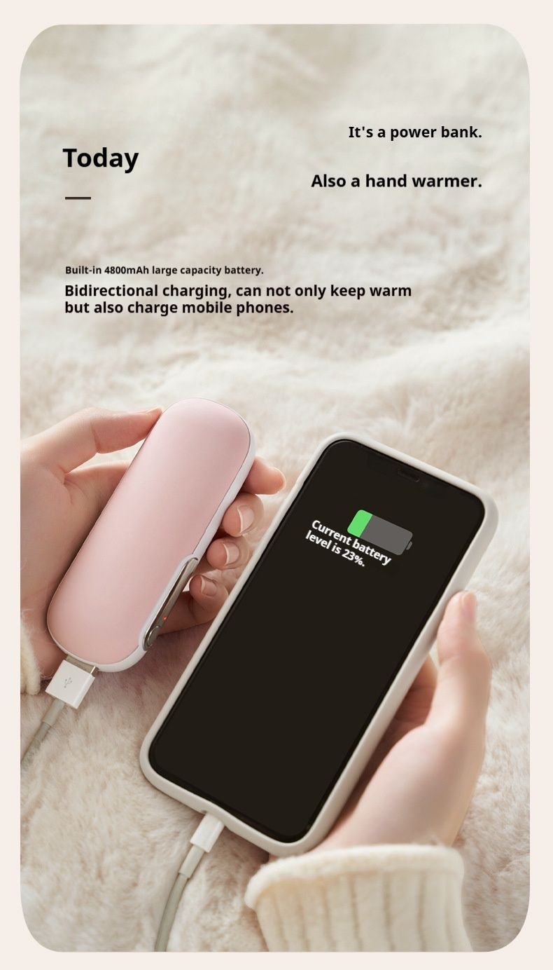 USB-Handwärmer und Powerbank (5000 mAh) – Tragbares Heizkissen mit 3 Temperaturen, FCC/CE/RoHS-zertifiziert, leicht (119 g) für Reisen und den täglichen Gebrauch_voghion.com