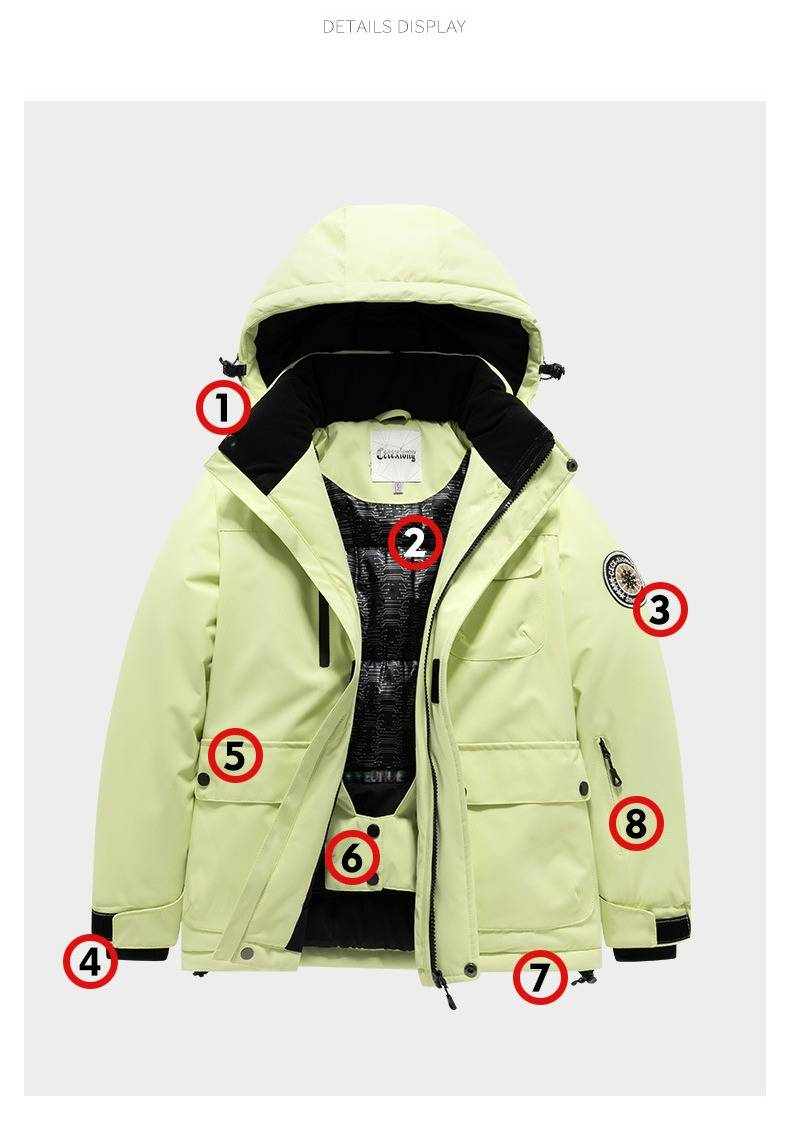 Wasserdichter Skianzug für Kinder – Winter-Schneeanzug für Jungen und Mädchen (Bubble Pink/Zitronengelb/Schwarz) – Winddicht und isoliert zum Skifahren und Snowboarden_voghion.com