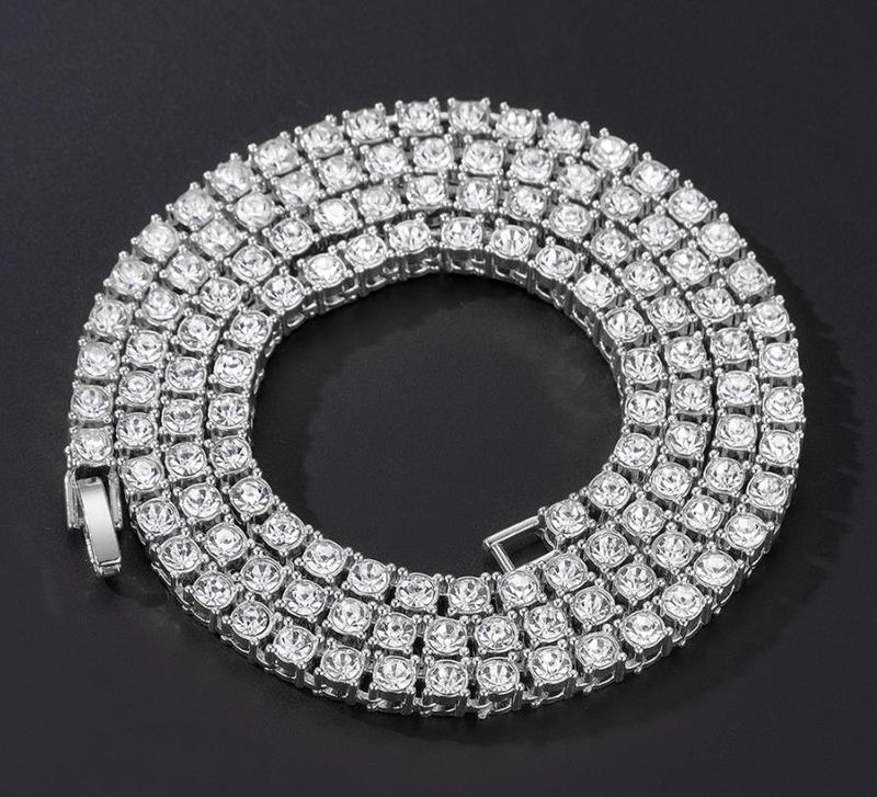 Men Fashion Hip Hop Punk Cuban 1-Row Bling Crystal Diamond 3MM/4MM/5MM Cuban Link Chain Tennis Long Chain Necklaces Jewelry Safety Watch-Clasp_voghion.com