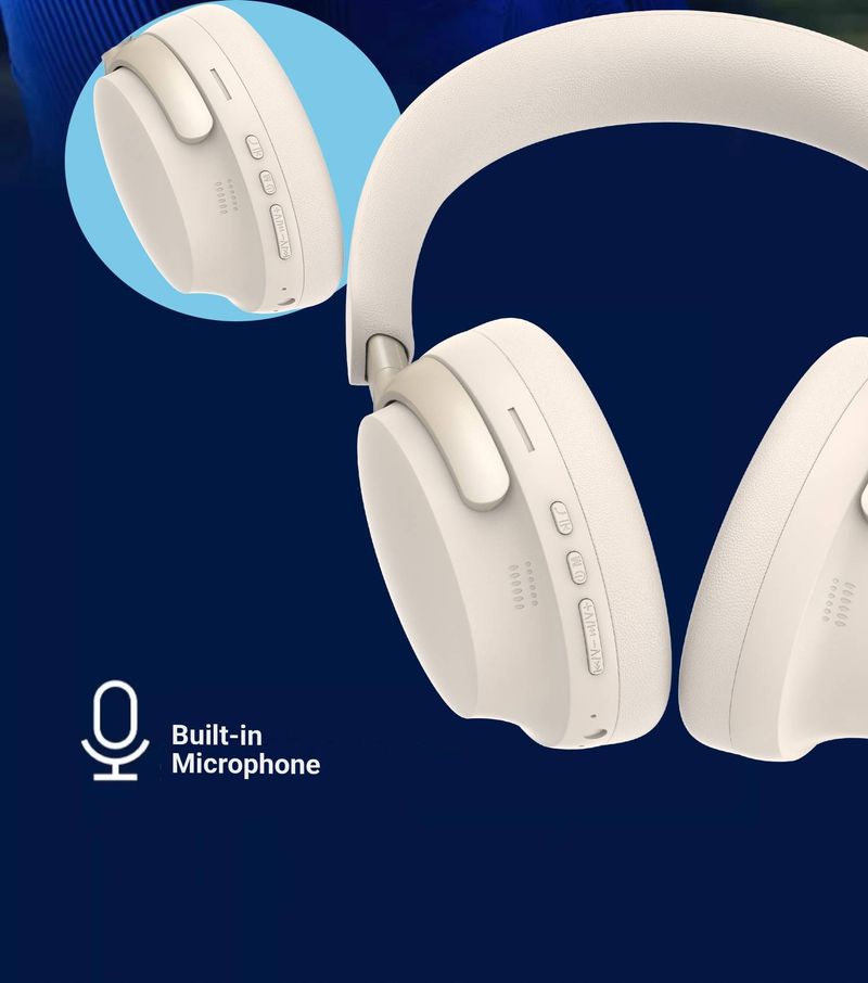 P55 Premium Wireless Over-Ear Headphones – 3D Surround Sound, 50-Hour Playtime, Seamless Ear Cushions For All-Day Comfort (Khaki/Black/Silver)_voghion.com