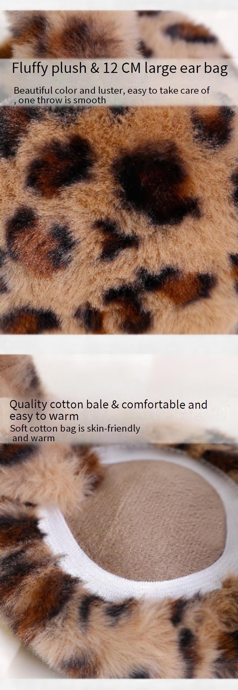Paraorecchie in pile con stampa leopardata Ruiya per donna: protezione per le orecchie invernale morbida e calda, pieghevole e leggera, accessorio elegante per il freddo_voghion.com