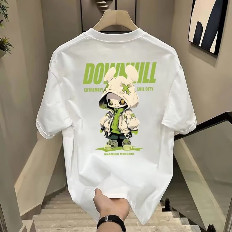 Men's Clothing High-end Personality Printed Short-sleeved T-shirt Men's Duffy Handsome Trendy Printed Round Neck Casual Pure Cotton Half-sleeved _voghion.com