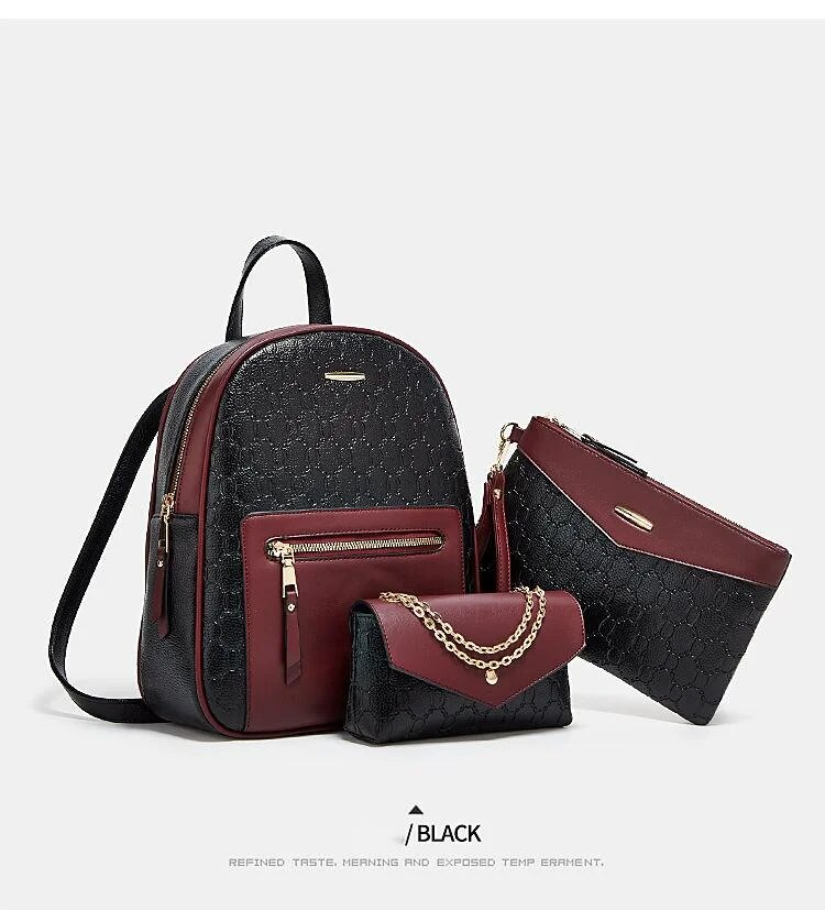 New Hot Selling Backpack Three Piece Set Mother Bag Fashion Backpack Diagonal Straddle Women's Bag Elegance Versatile_voghion.com