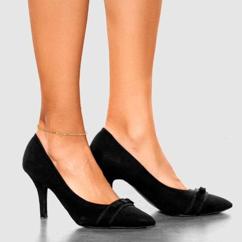 14k Polished Open-Heart 10inch Anklet_voghion.com