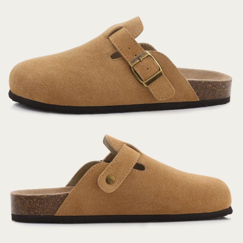 Shevalues Classic Cork Clogs Slippers Women Soft Footbed Suede Sandals With Arch Support Trendy Beach Slides Home Men_voghion.com
