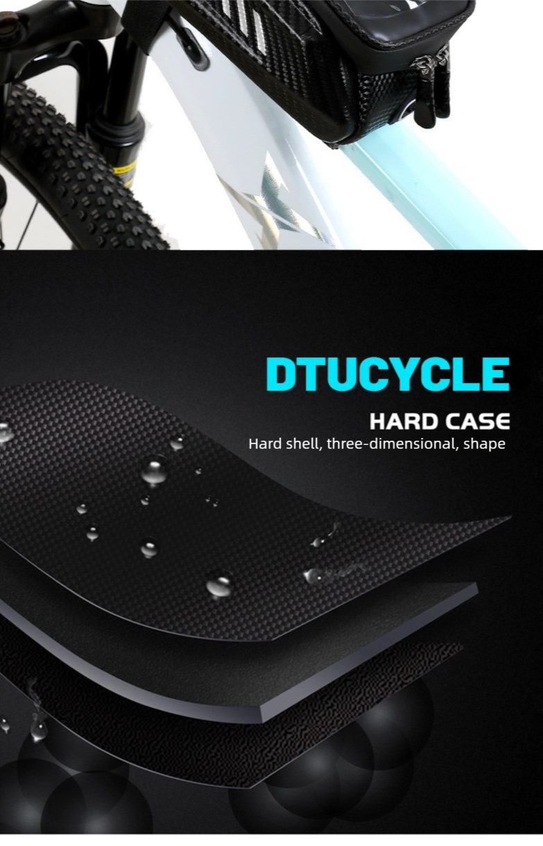 DTUCYCLE/Neue Fahrrad-Satteltasche für den Vorderrahmen, EVA-Hartschale, wasserdicht, für Telefon, Touchscreen_voghion.com
