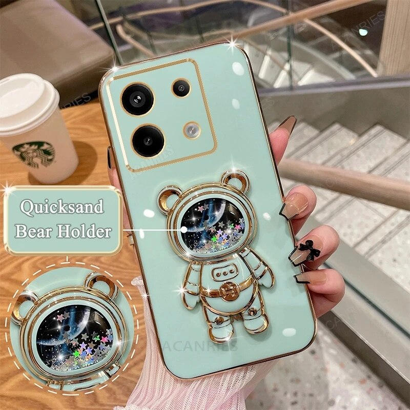 Note13 Glitter Quicksand Holder Plating Case On For Xiaomi Redmi Note 13 Pro 4g 5g 13pro 12pro Plus 11s 10s Silicone_voghion.com