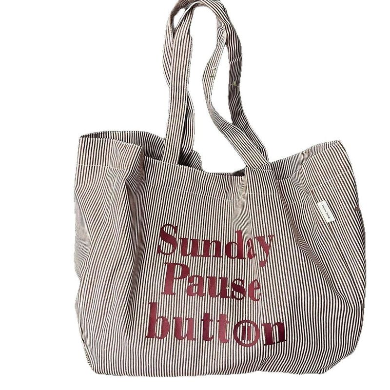 Borsa a tracolla in tela da donna, semplice e casual, con tracolla a righe e lettere, grande capacità, nuova primavera estate 2025_voghion.com