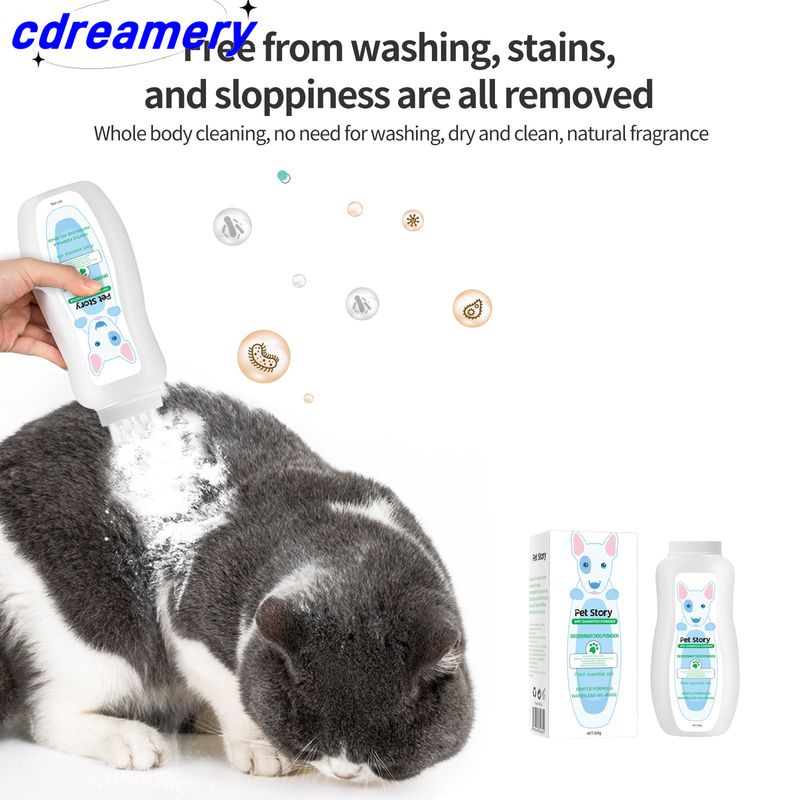 1 polvere per la toelettatura senza risciacquo per cani, gatti, criceti e conigli, tutto in uno, formula detergente senza risciacquo con profumo fresco._voghion.com