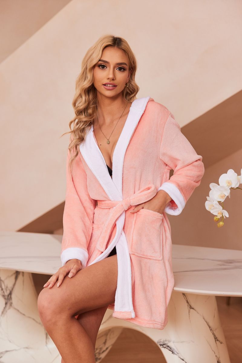 Warmes und bequemes Nachthemd für Damen im Herbst und Winter mit langen Ärmeln und Kapuze_voghion.com