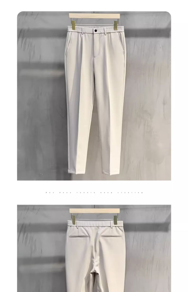 Pantaloni casual da uomo a gamba dritta, vestibilità attillata, taglie forti, neri, stile semplice, pantaloncini Ninemeter_voghion.com
