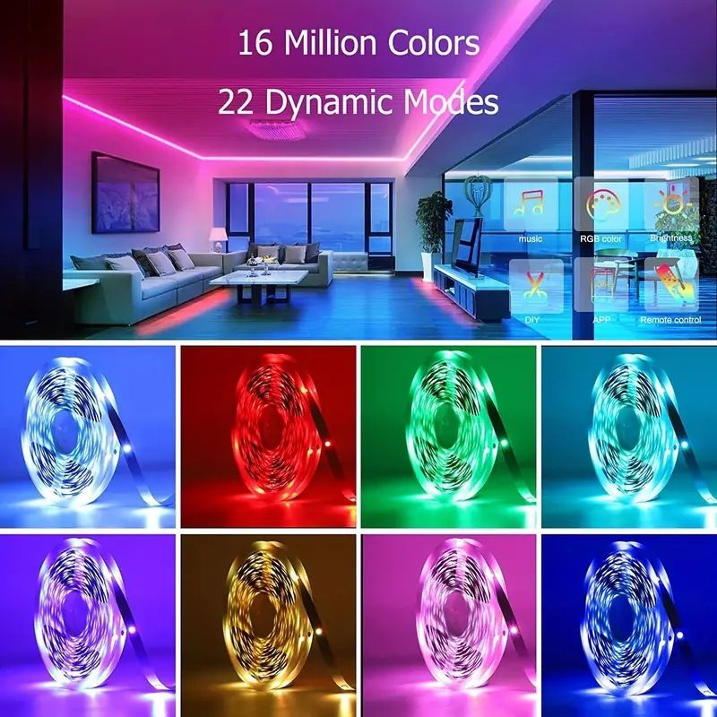Home & Garden hot selling LED light strip set 24V 3535 low voltage rgb light strip self adhesive 44 key music bluetooth soft light strip_voghion.com