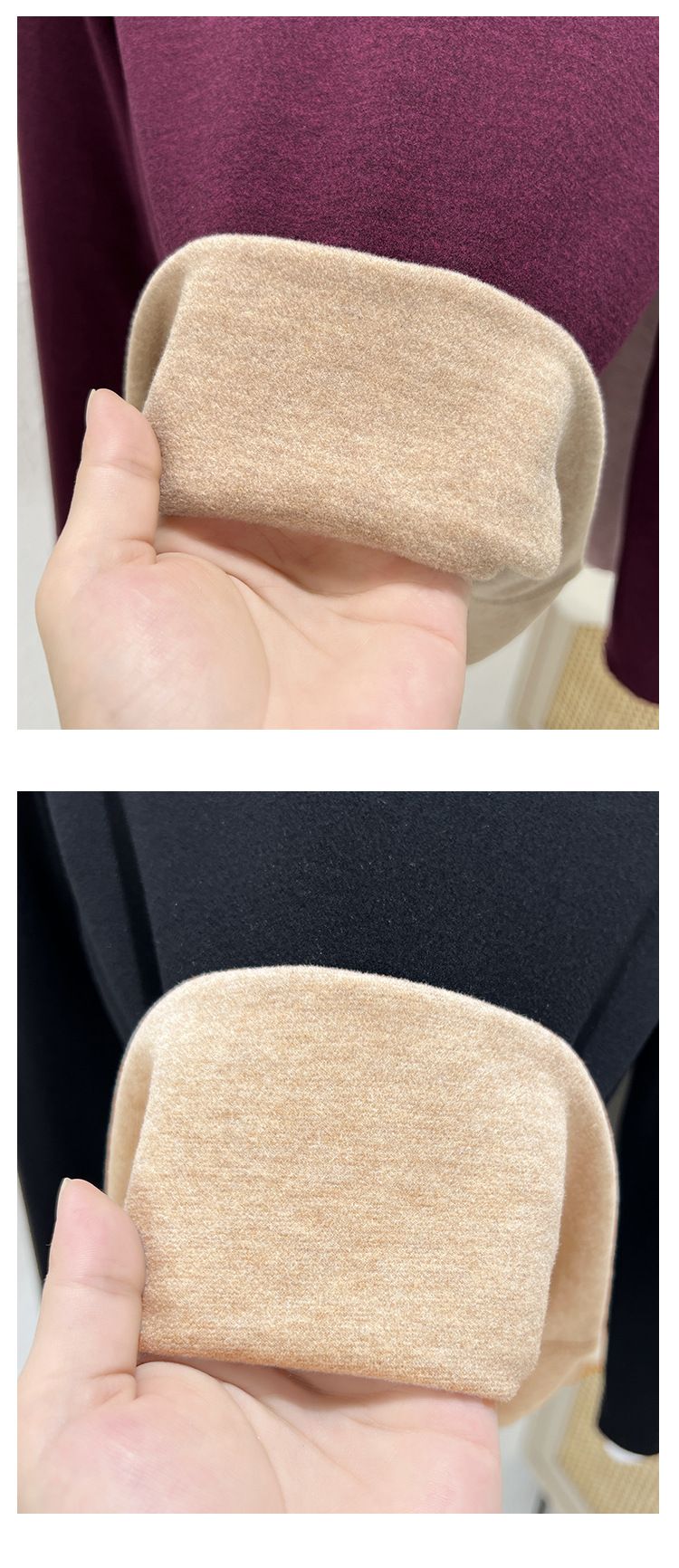 Haut à col roulé thermique en cachemire et soie pour femme - Doublure polaire douce - Manches longues chaudes pour l'hiver (options col haut/milieu/montant)_voghion.com