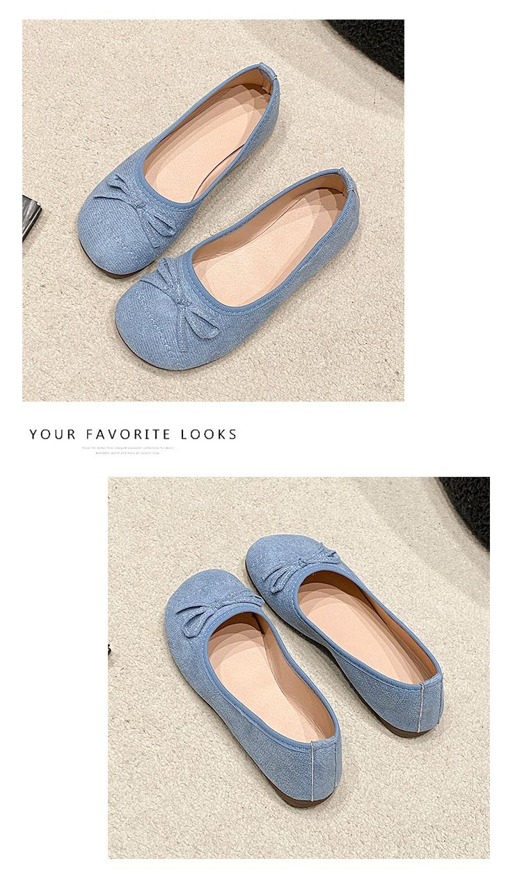 Casual Single Shoes Shoes Women's Retro Flat Bow One Pedal Lazy Shoes Simple Fashion Doudou Shoes_voghion.com