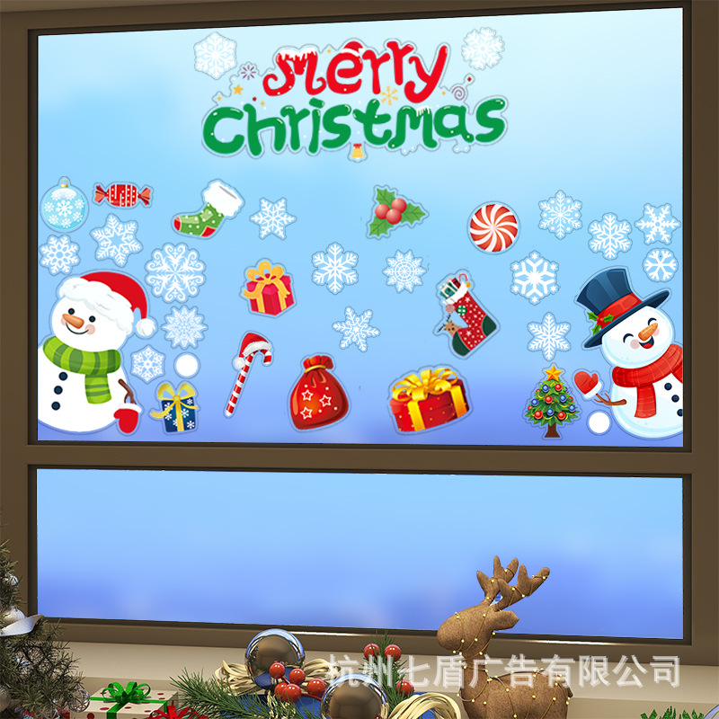 2023 New Santa Claus Decal Sticker Nine Color Double Sided Static Electricity Window Christmas Day Decorative Supplies Sticker_voghion.com