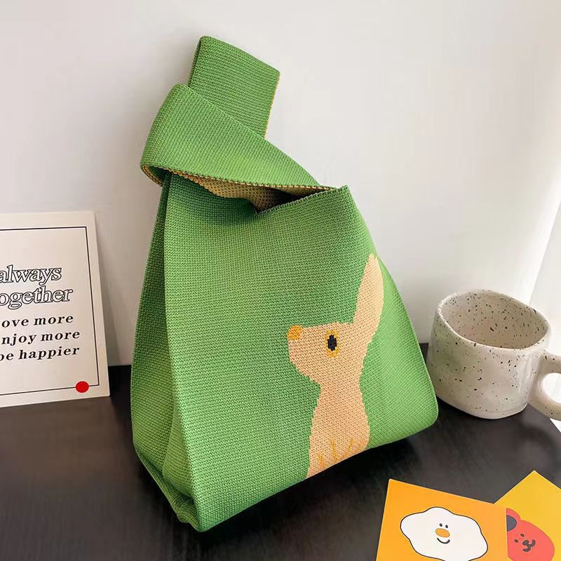 ins Panda Borsa a mano Borsa da donna Borsa in maglia Borsa a secchiello in lana con regalo a mano Borsa tote Borsa per il pranzo in scatola_voghion.com