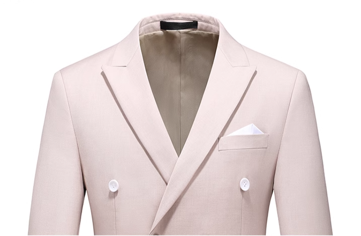 Men's hollow large size suit three-piece double-breasted business casual suit 7110_voghion.com