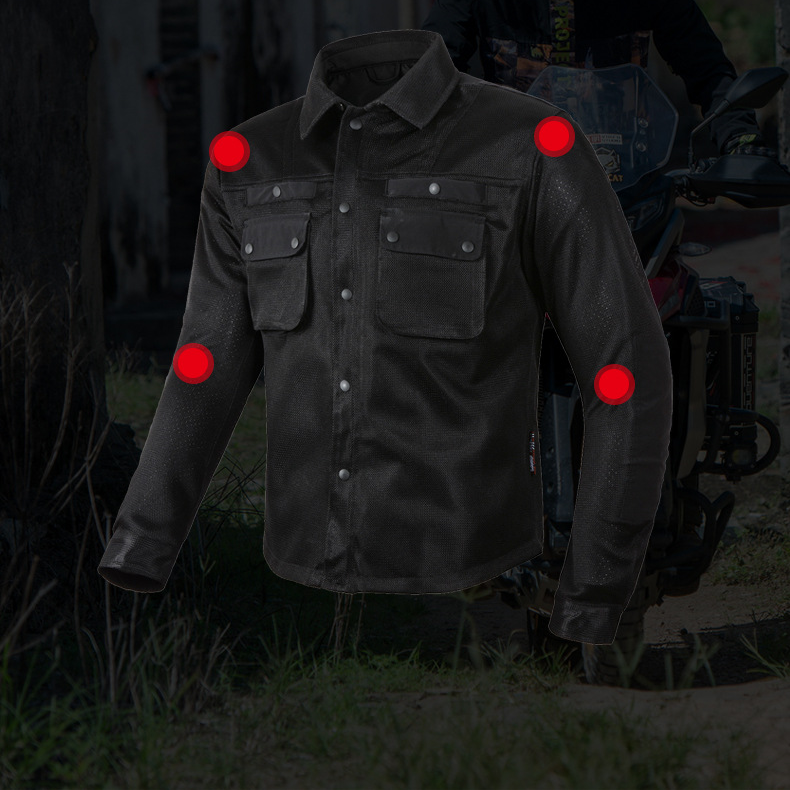 Motorradjacke für Herren Frühling und Sommer Mesh atmungsaktiv Anti-Fall große Größe Pendler Motorradbekleidung neu_voghion.com