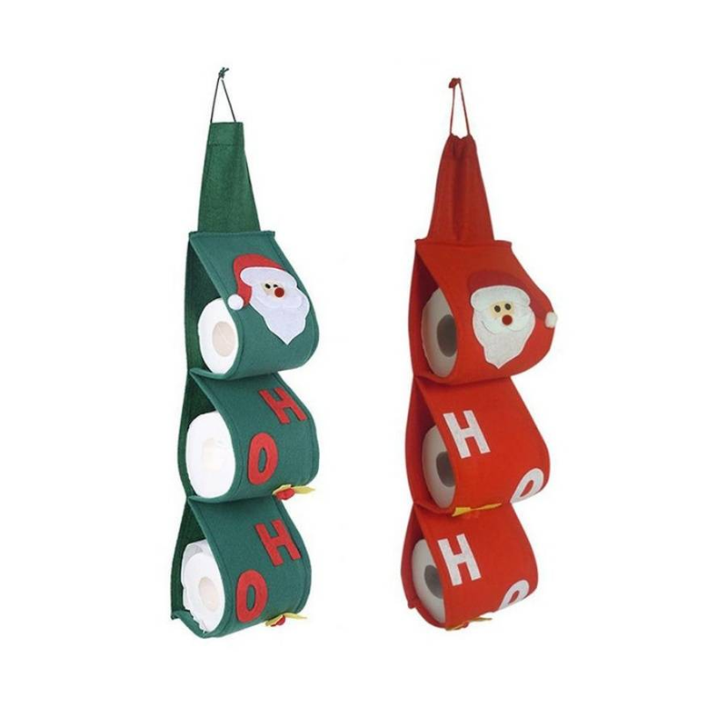 1pc Santa Claus tissue holder Christmas felt roll paper bag non-woven fabric decoration tissue box Christmas storage bag Christmas gift_voghion.com