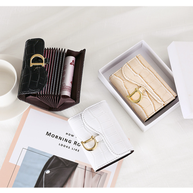 fashionable crocodile pattern women's multi card slot anti theft card swiping bag multi function coin purse_voghion.com