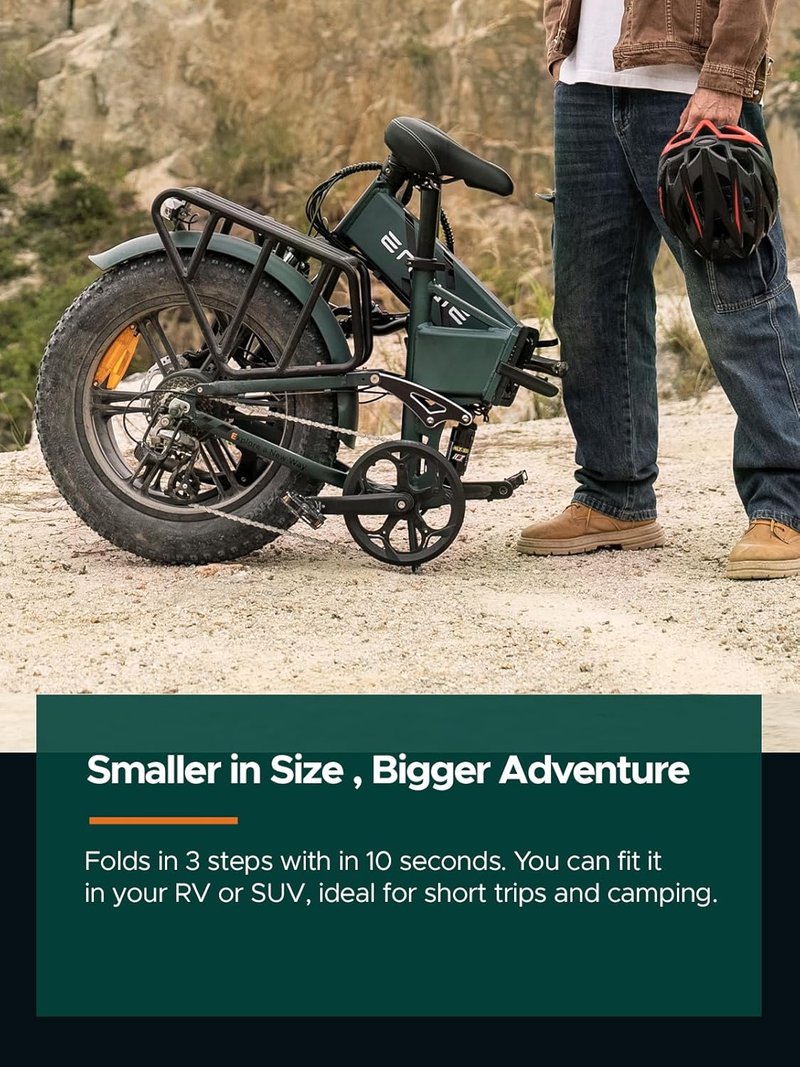 Bicicletă electrică pliabilă ENGWE ENGINE PRO 2.0 750 W cu anvelopă grasă de 20 x 4,0 inci, baterie detașabilă 16 Ah, suspensie completă, 8 trepte_voghion.com