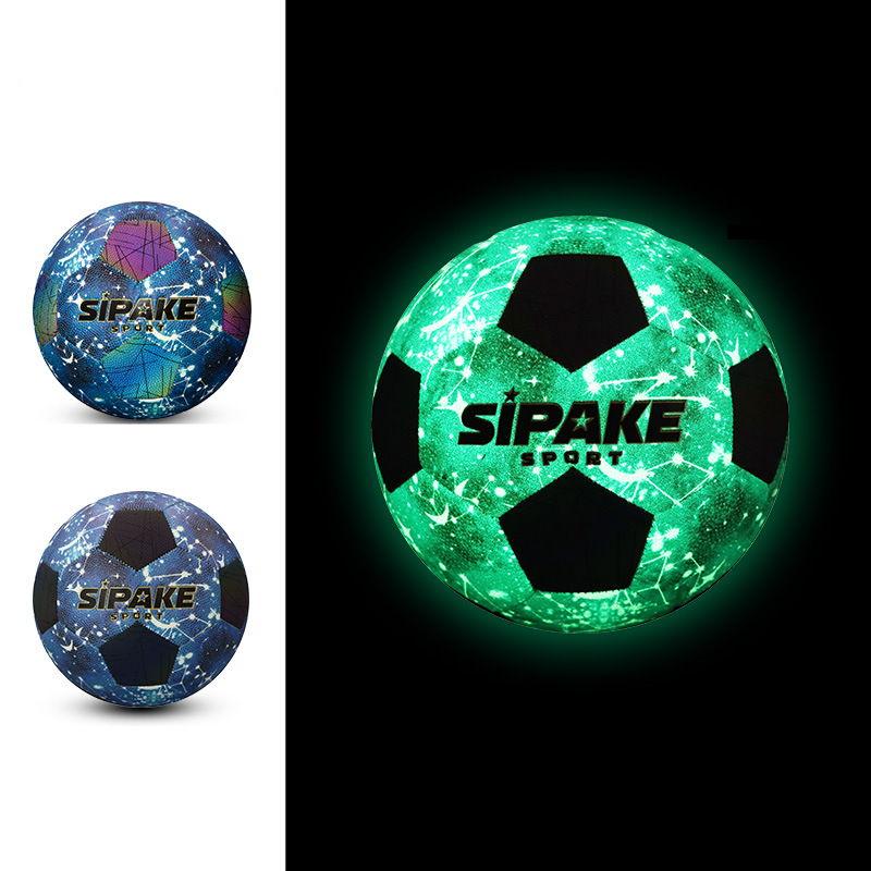 Balón de fútbol que brilla en la oscuridad - Talla 5 para adultos y 4 para niños con cubierta de PU reflectante y mecanismo de engranaje_voghion.com