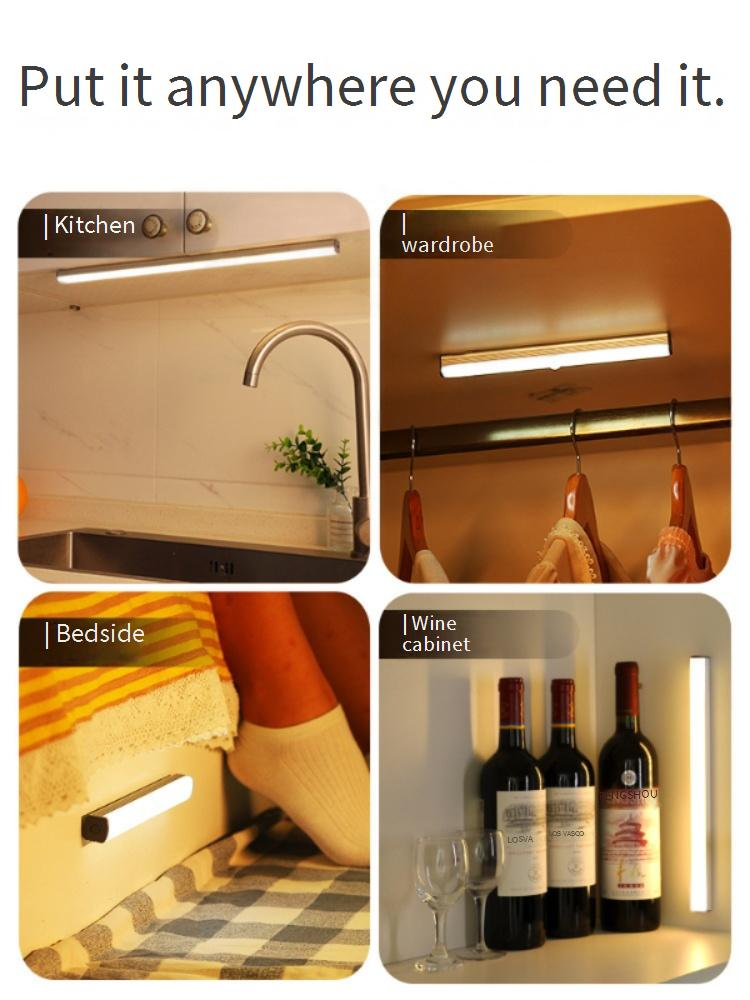 Veilleuse LED magnétique rechargeable pour chambre/placard (marche/arrêt automatique, 3 modes d'éclairage, réglable à 360°, intensité variable, blanc chaud/blanc froid)_voghion.com