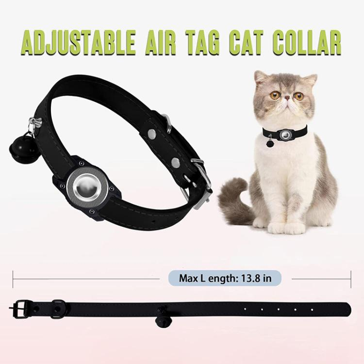 For AirTag Tracker Pet Leather Collar Anti Lost Cat Locator Collar_voghion.com
