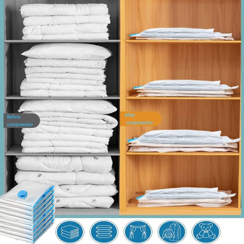 20 sacchetti sottovuoto con pompa manuale, compressione salva spazio, sigilla sottovuoto vestiti, bagagli, coperte, cuscini, biancheria da letto, blu_voghion.com