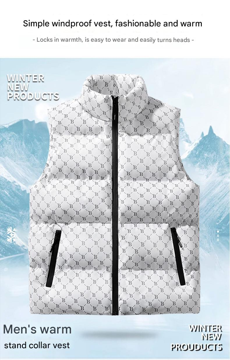 Herrenbekleidung Pufferweste für Herren mit B-Logo – Gesteppte ärmellose Jacke mit Reißverschlusstaschen (unverzichtbar für warme Wintertage)_voghion.com