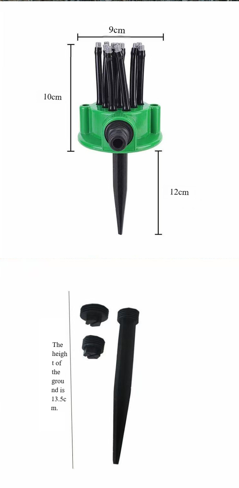 Aspersor multicabezal para jardín, boquilla de plástico con patrones de pulverización ajustables, ideal para parterres y huertos._voghion.com