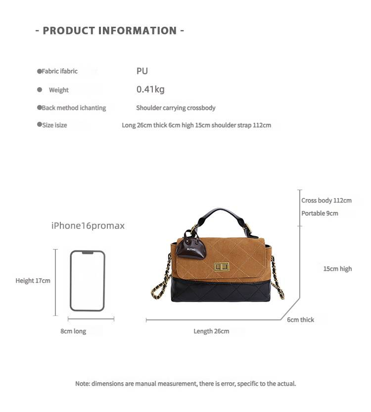 Small Square Bag Fashion Bags Color-blocking Vintage Frosted Popular Diamond Pattern Chain Single-shoulder Messenger Bag With Cross-body Strap._voghion.com