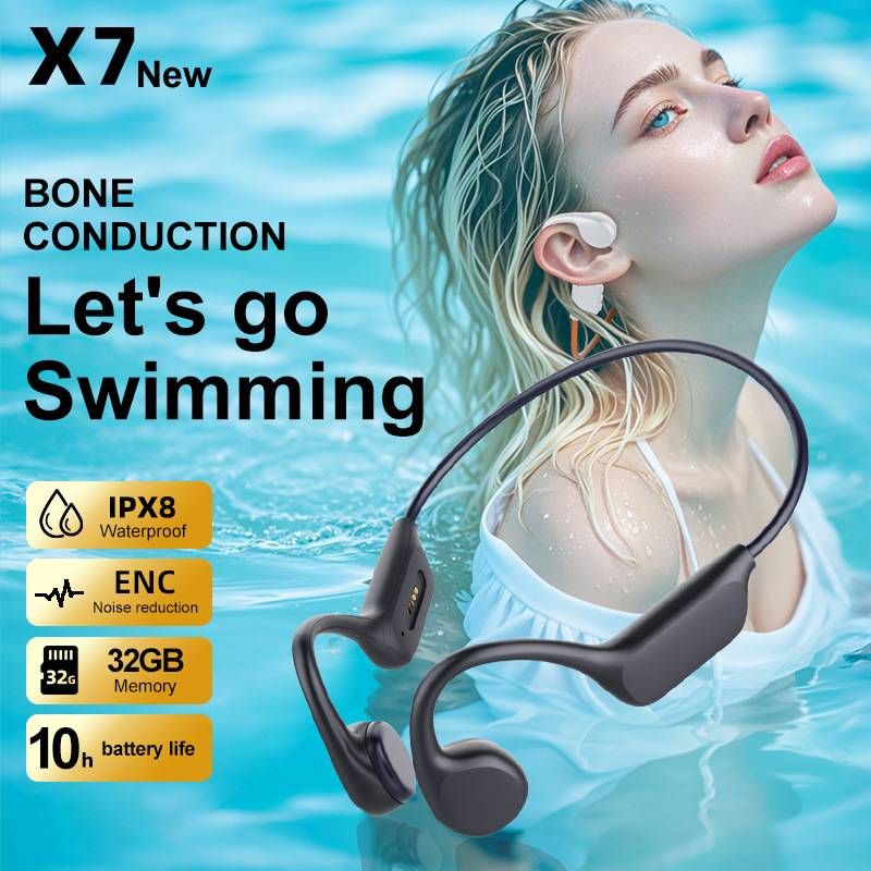 X7S Knochenleitungs-Bluetooth-Kopfhörer zum Schwimmen, 32 GB integrierter Speicher, IPX8 wasserdicht, 8 Stunden Akkulaufzeit, Bluetooth 5.3_voghion.com